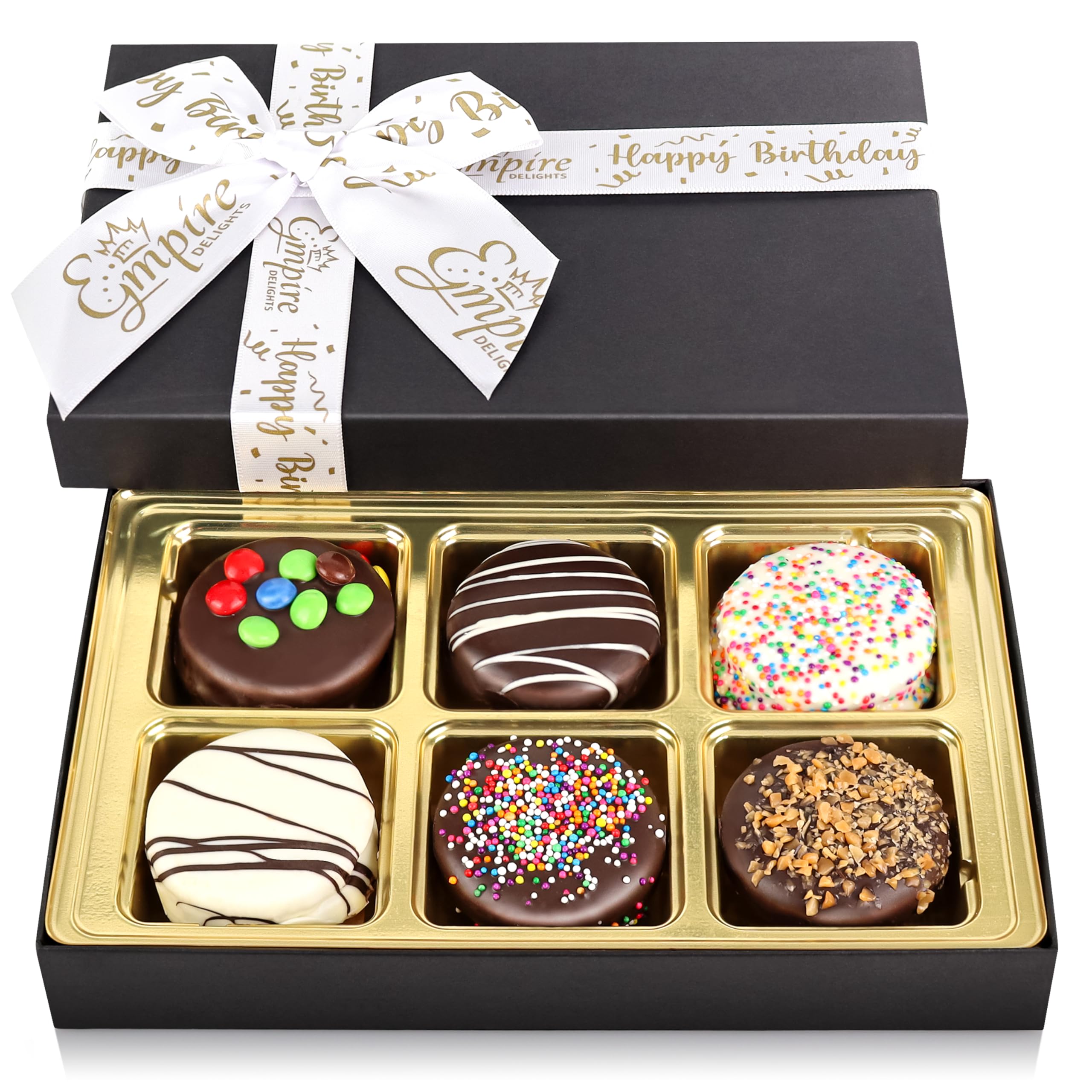 Gourmet Chocolate Cookies Birthday Gift Basket for Men & Women - 6 Count Happy Birthday Treats Box by Empire Delights | Perfect for Anniversary, Valentine's Day & Corporate Gifting