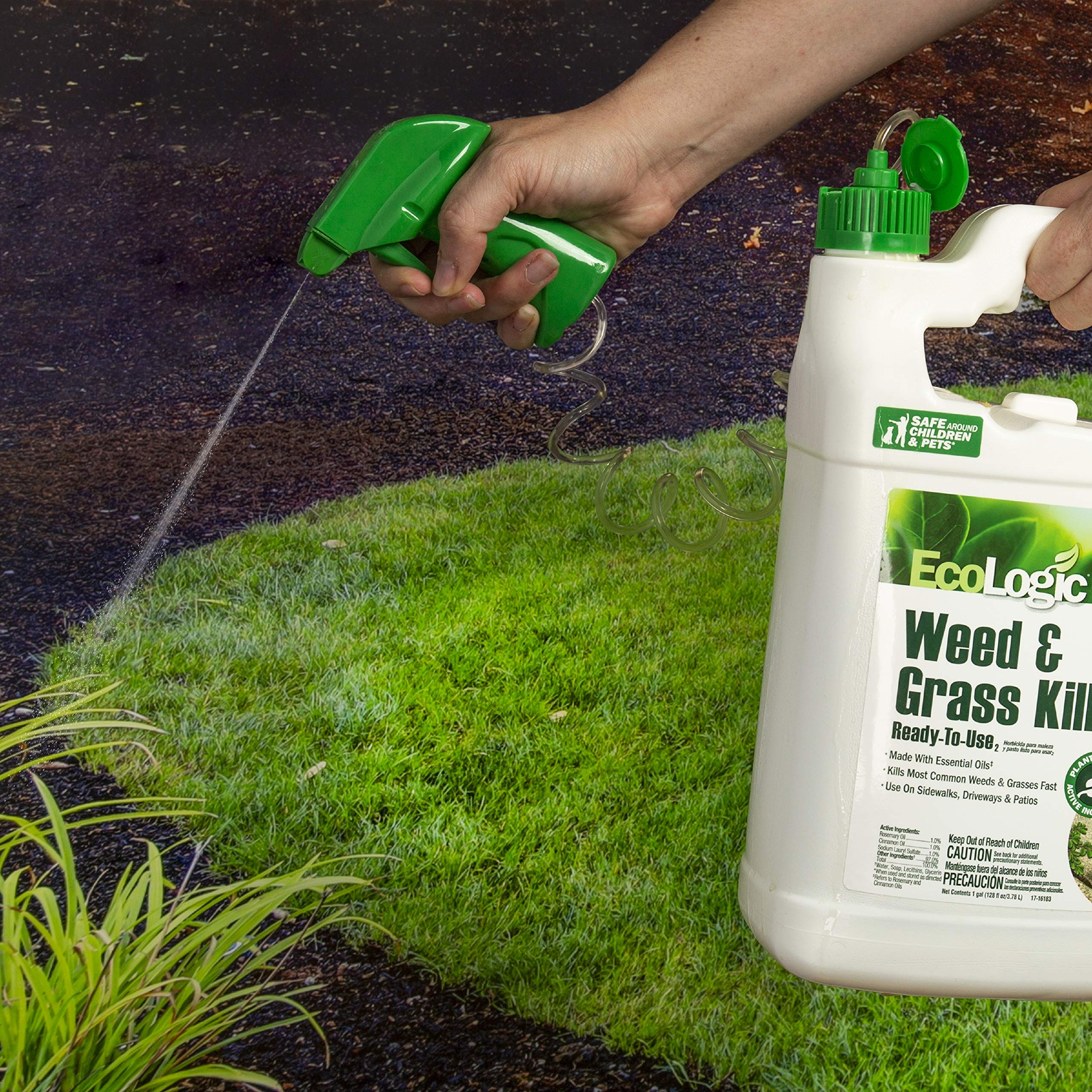 EcoLogic Weed & Grass Killer Ready-to-Use 1 Gallon with Natural Cinnamon Oil - Pack of 4 - Fast Acting Herbicide for Lawns, Driveways & Garden Weed Control