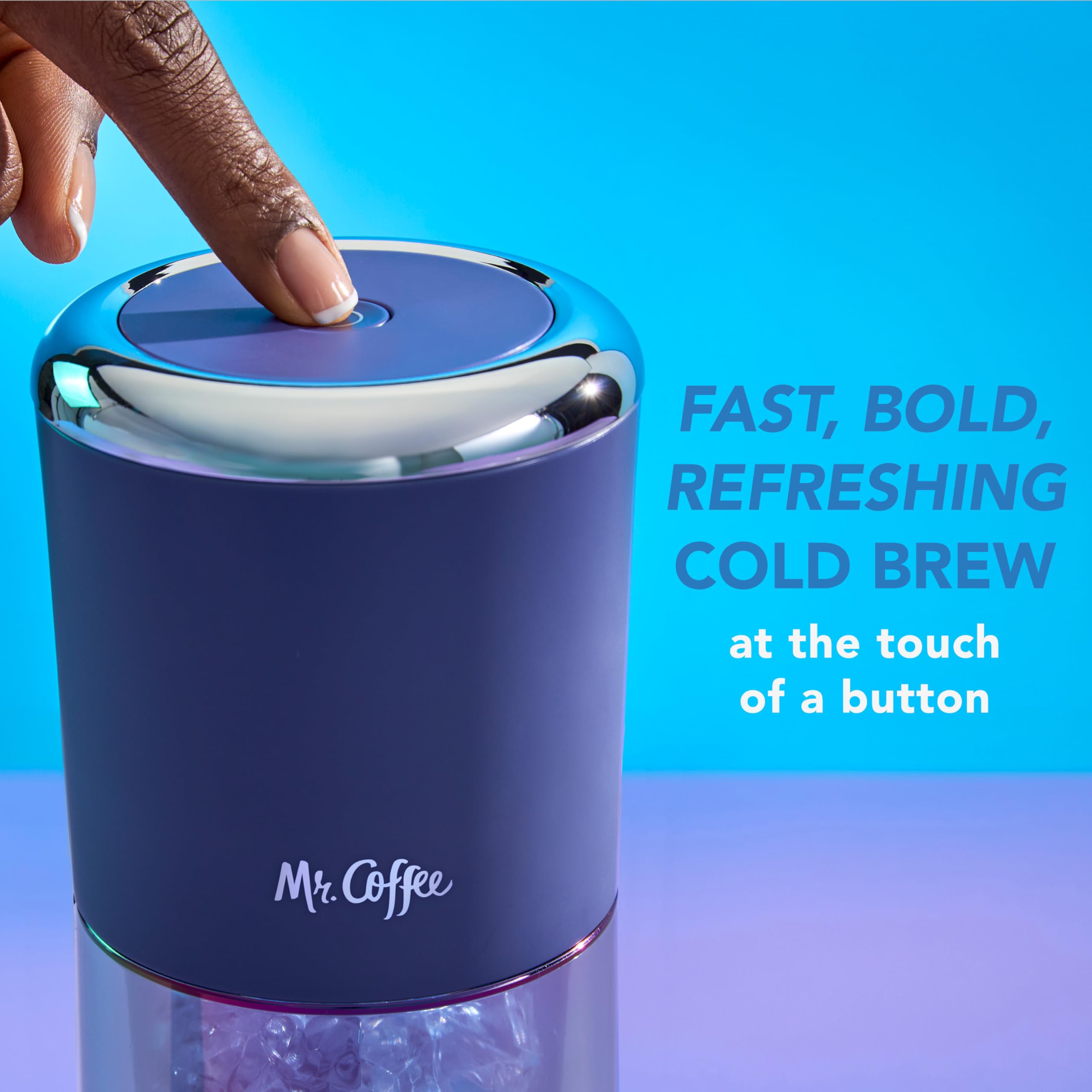 Mr. Coffee® Express Cold Brew Coffee Maker - 10-Minute Fast Brewing Iced Coffee Machine in Indigo Blue | Perfect for Home, Office & Outdoor Use