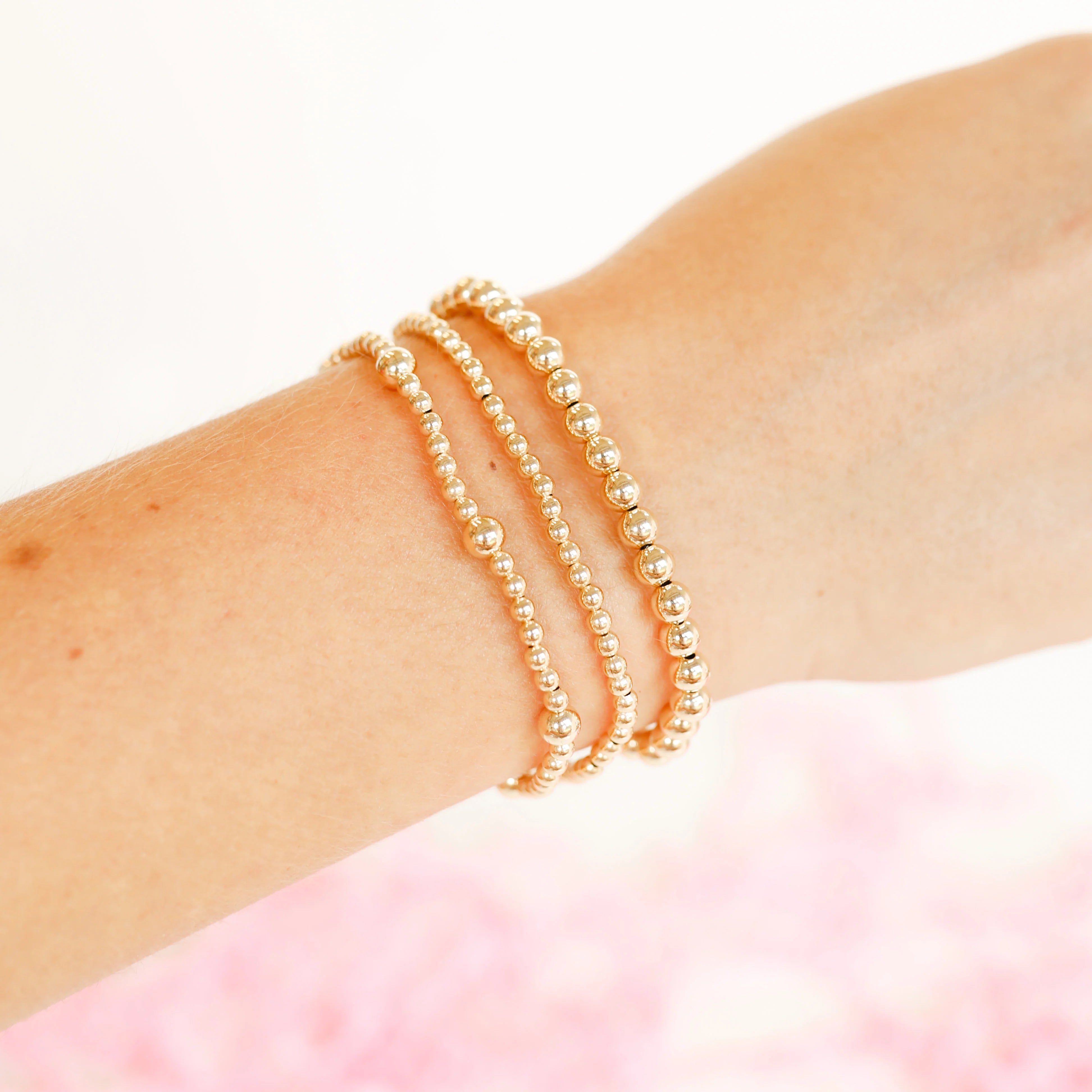 Beaded Blondes Bracelet Set - 3 Piece Gold Stackable Bracelets for Women | Perfect for Everyday Wear, Layering & Gift Giving