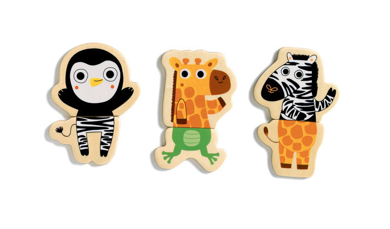 Jungle Animals Wooden Kids Magnet Set - 24 Piece Educational Toy for Toddlers, Djeco - Perfect for Fridge Play, Classroom Learning & Sensory Development