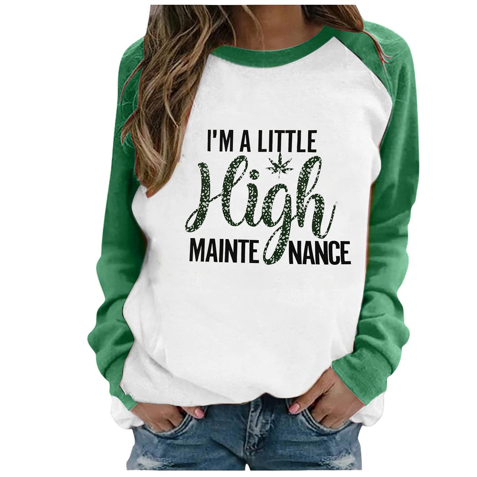 Women's Casual Cartoon Print Raglan Long Sleeve Tops - Comfortable Blouse for Everyday Wear, Work & Weekend Outfits