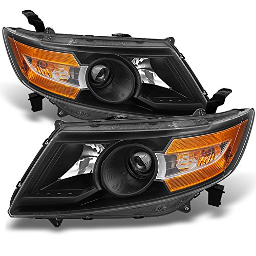 AKKON Black Housing Halogen Headlights Assembly Set Pair for 2011-2017 Honda Odyssey - Left & Right Side Replacement Headlamps for Improved Night Driving Safety