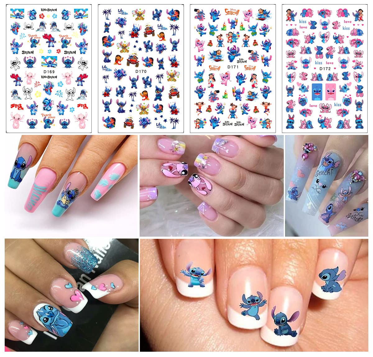 Cute Cartoon 3D Self-Adhesive Nail Art Stickers - 12 Sheets DIY Nail Decals for Girls & Women | Perfect for Parties, Weddings, and Everyday Nail Decorations