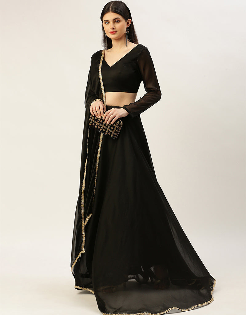Exquisite Black Rangoli Silk Lehenga Choli for Women - Traditional Indian Bridal Wear for Weddings, Festivals & Special Occasions