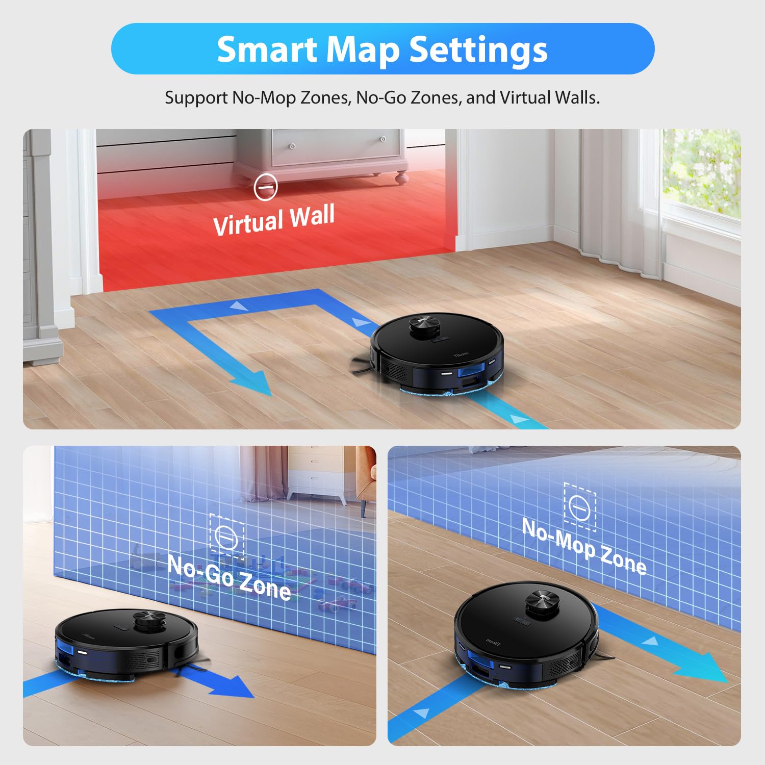 Tikom L9000 Robot Vacuum and Mop Combo with LiDAR Navigation - 4000Pa Strong Suction, 150Min Runtime, Smart Mapping, 14 No-Go Zones - Ideal for Pet Hair, Carpets & Hard Floors (Dark Black) | Perfect for Large Homes, Multi-Surface Cleaning & Busy Families