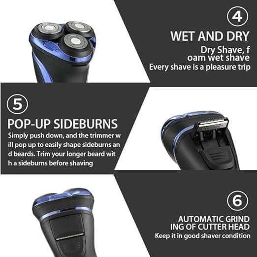 Professional Electric Shaver for Men - Waterproof Rotary 3D Floating Beard Trimmer with Rechargeable Battery | Perfect for Travel, Gym & Daily Grooming