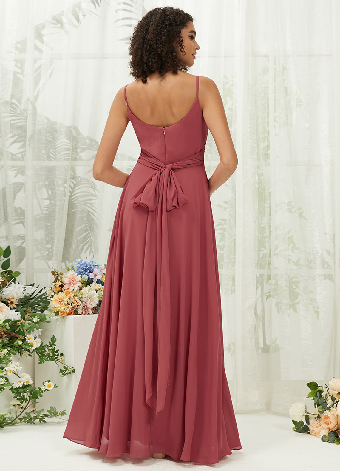 Elegant Desert Rose Sweetheart Neckline Chiffon Bridesmaid Dress with Pockets - Convertible Straps for Wedding, Prom, Formal Events & Special Occasions