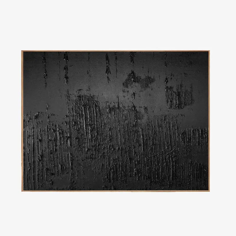 Black Minimalist Textured Abstract Wall Art Painting - Modern Home Decor for Living Room, Bedroom & Office - Canvas Artwork #MZ018