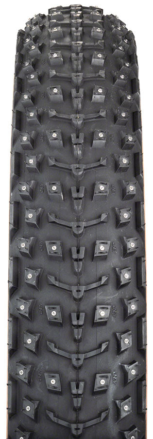 45NRTH Dillinger 5 Winter Bike Tire - 27.5 x 4.5 Tubeless Folding Tan 60TPI 252 Concave Studded for Snow & Ice - Perfect for Fat Biking, Mountain Trails & Extreme Winter Cycling