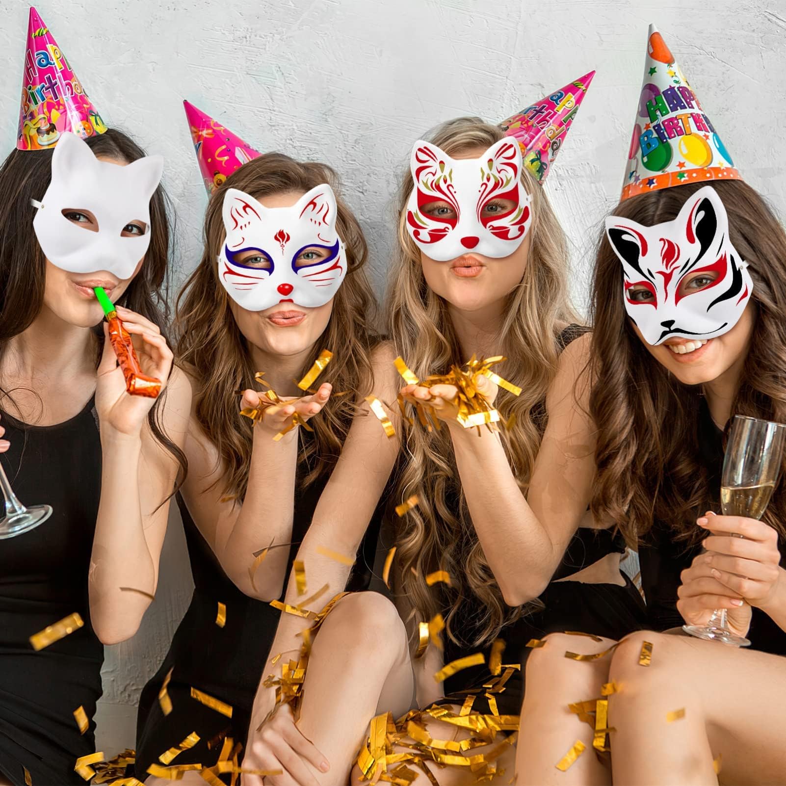 10Pcs Therian Mask Set - Cat & Fox Halloween Masks for Kids & Adults - Festive Party Costume Accessories for Cosplay, Halloween, Themed Parties & Events