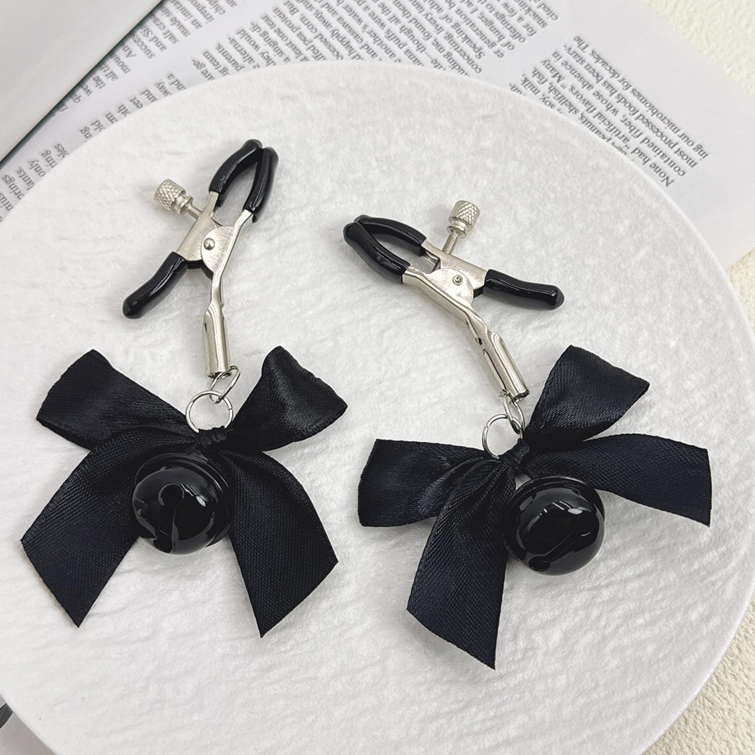 Adjustable Non-Piercing Body Jewelry Clamps - Stainless Steel Bowknot & Bells Body Rings - Faux Body Jewelry for Belly, Nipple, Ear & Costume Accessories