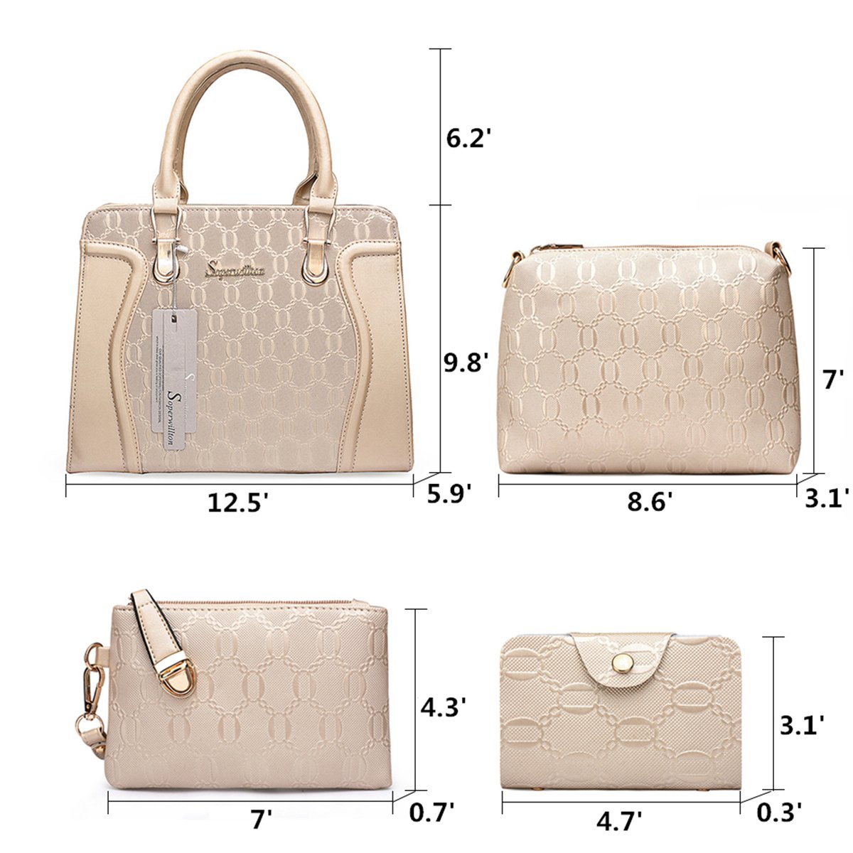 Stylish Women's Tote Bags & Shoulder Bags Set of 4 - Fashionable Handbags for Work, Travel, and Everyday Use | Trendy Top Handle Satchel Purse Collection for Women