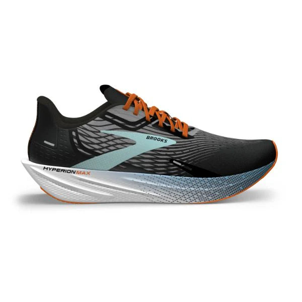Brooks Men's Hyperion Max Running Shoes - Lightweight & Cushioned for Marathon Training - Black/Grey/Orange Clown Fish Design - Perfect for Road Running, Gym Workouts & Daily Wear