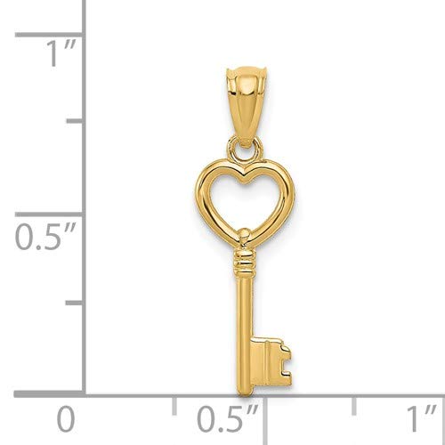 Roy Rose Jewelry 14K Yellow Gold Heart Key Polished Pendant Necklace - Perfect for Valentine's Day Gifts, Anniversary Presents & Romantic Occasions