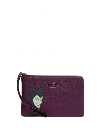 Coach Disney X Coach Corner Zip Wristlet with Maleficent Motif - Stylish Crossbody Bag for Women, Perfect for Parties, Travel & Everyday Use
