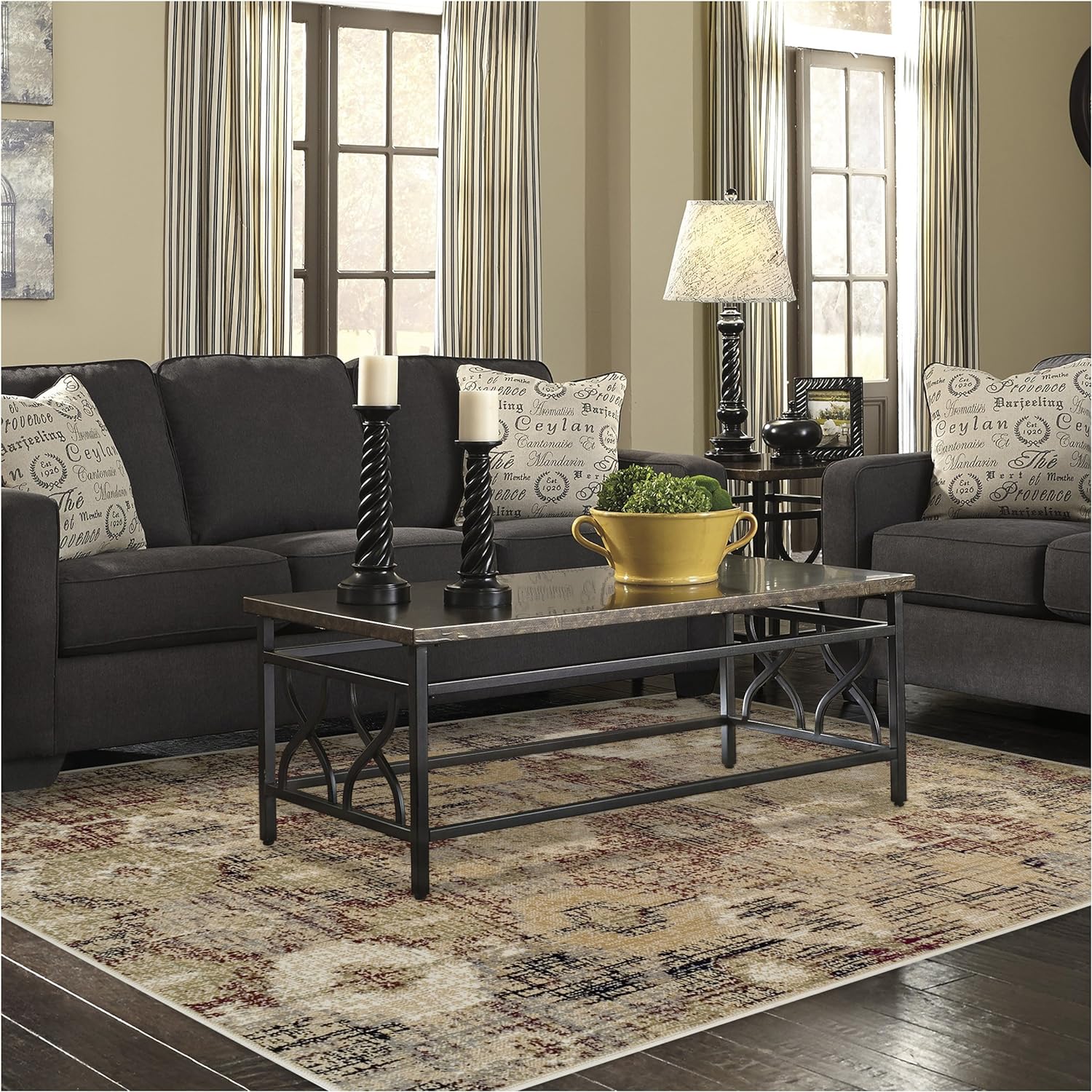 Arabella Geometric Distressed Diamonds Indoor Area Rug - Soft Bohemian Style Carpet for Living Room, Bedroom, Nursery & Home Decor