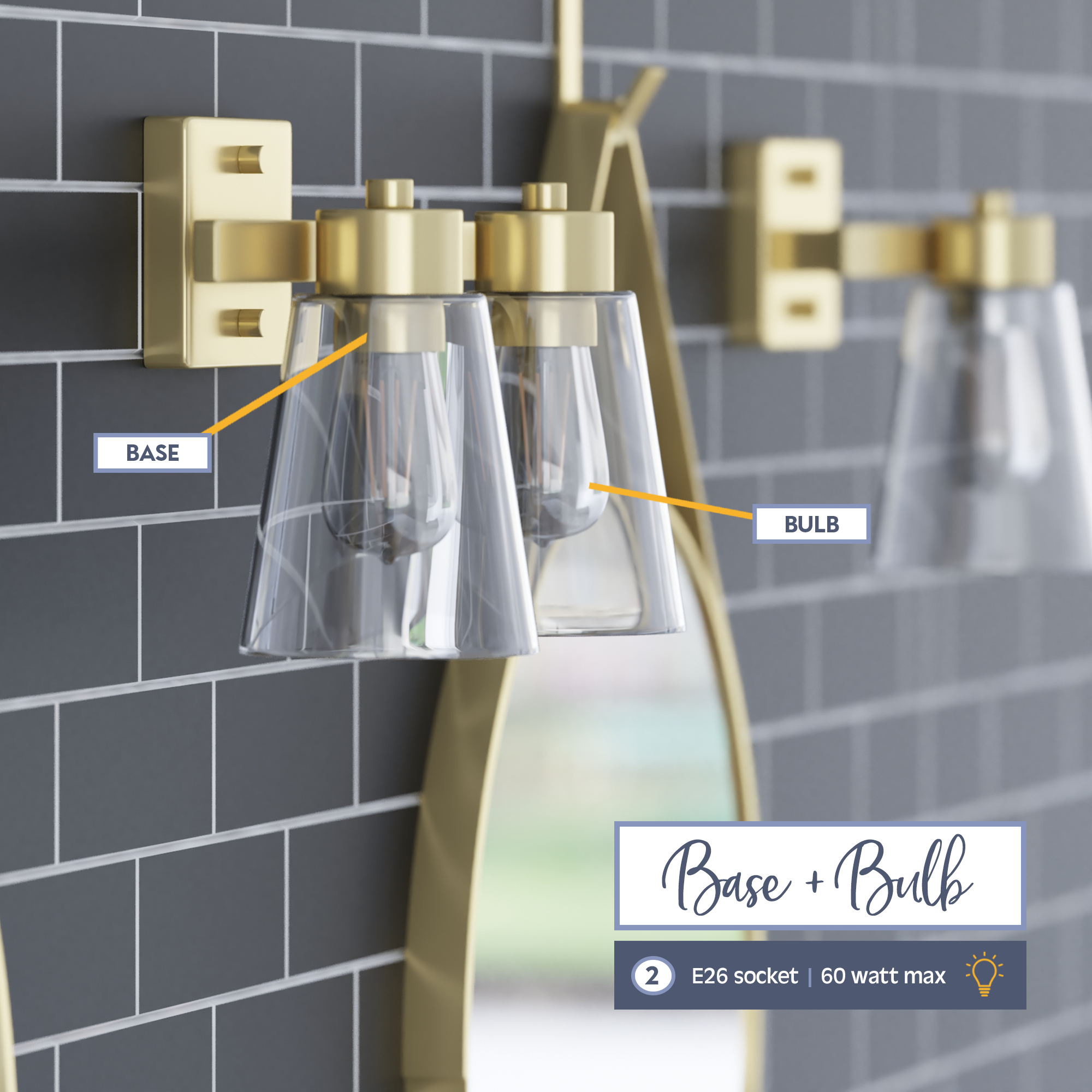 Fairendale 2-Light Vanity Light Fixture with Clear Glass Shades in Soft Gold Finish - Perfect for Bathroom, Bedroom, and Dressing Room Lighting