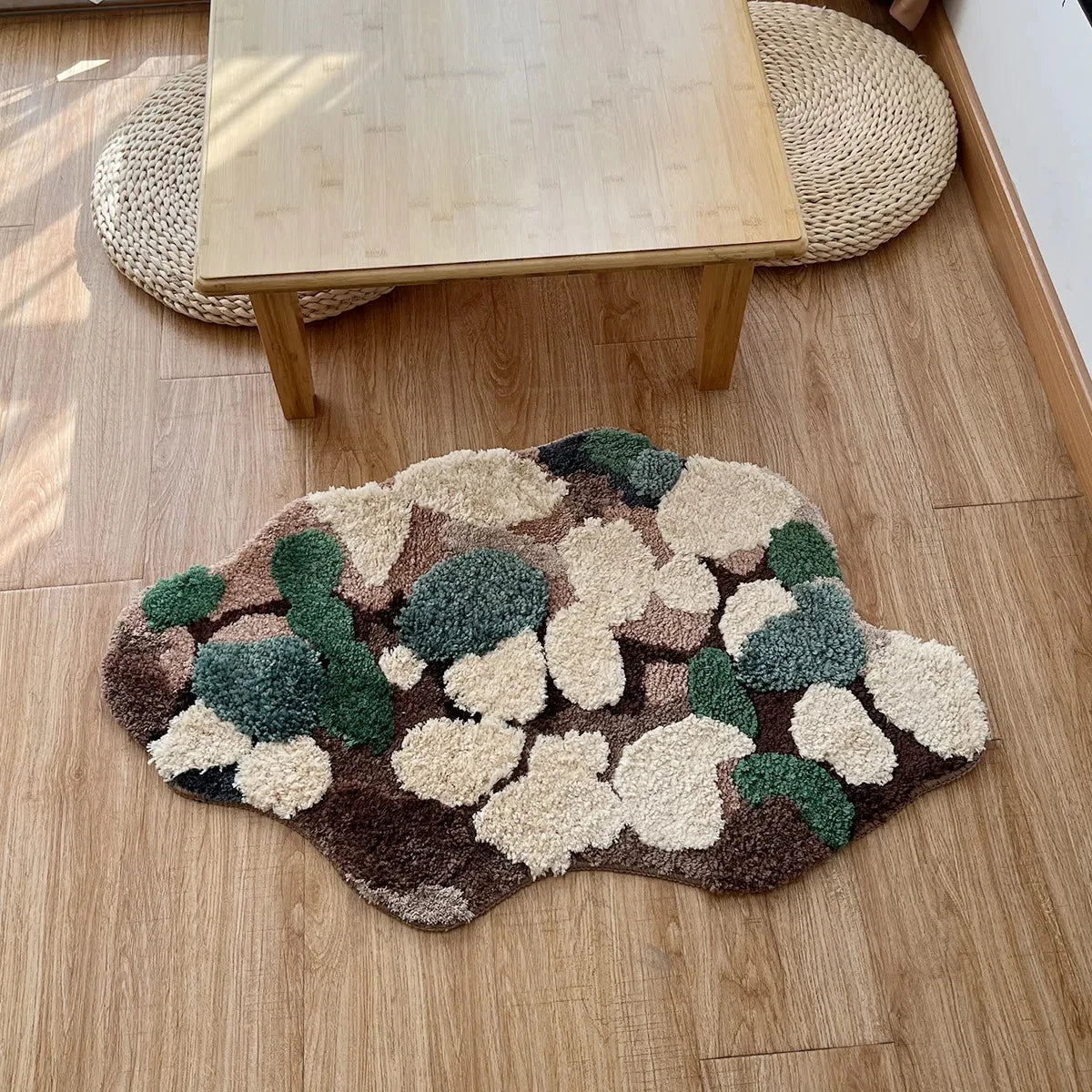 Abstract Forest Moss Tufted Accent Rug - Soft Modern Home Decor for Living Room, Bedroom & Nursery - Eco-Friendly Floor Mat for Cozy Interior Design