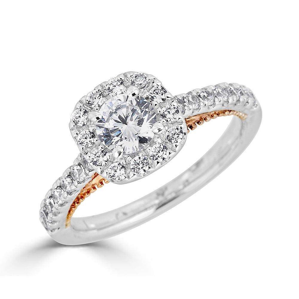 14KT Gold 1.00 CTW Round Diamond Cushion Halo Engagement Ring for Women - Perfect for Proposals, Weddings & Anniversary Gifts