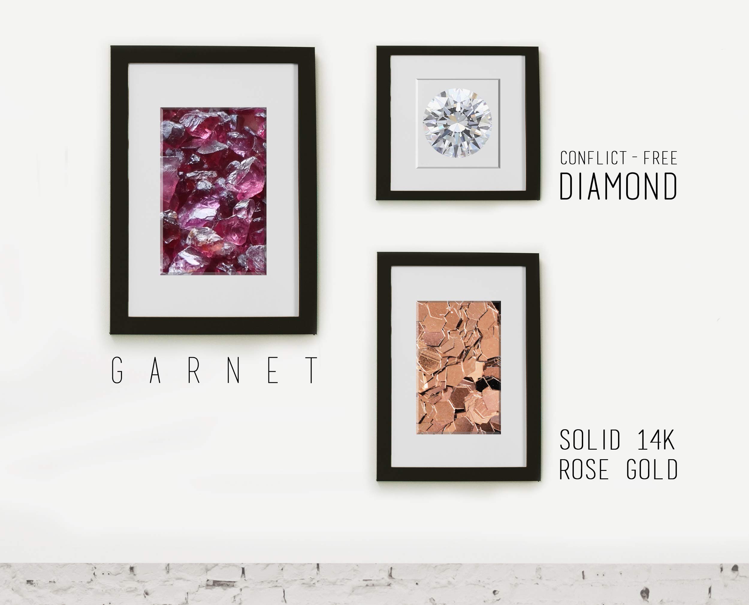Majade 14K Rose Gold Garnet Ring – January Birthstone, Handmade Engagement & Wedding Ring, Unique Minimalist Red Gemstone Jewelry – Perfect for Nature-Inspired Bridal, Anniversary & Special Occasion Gifts
