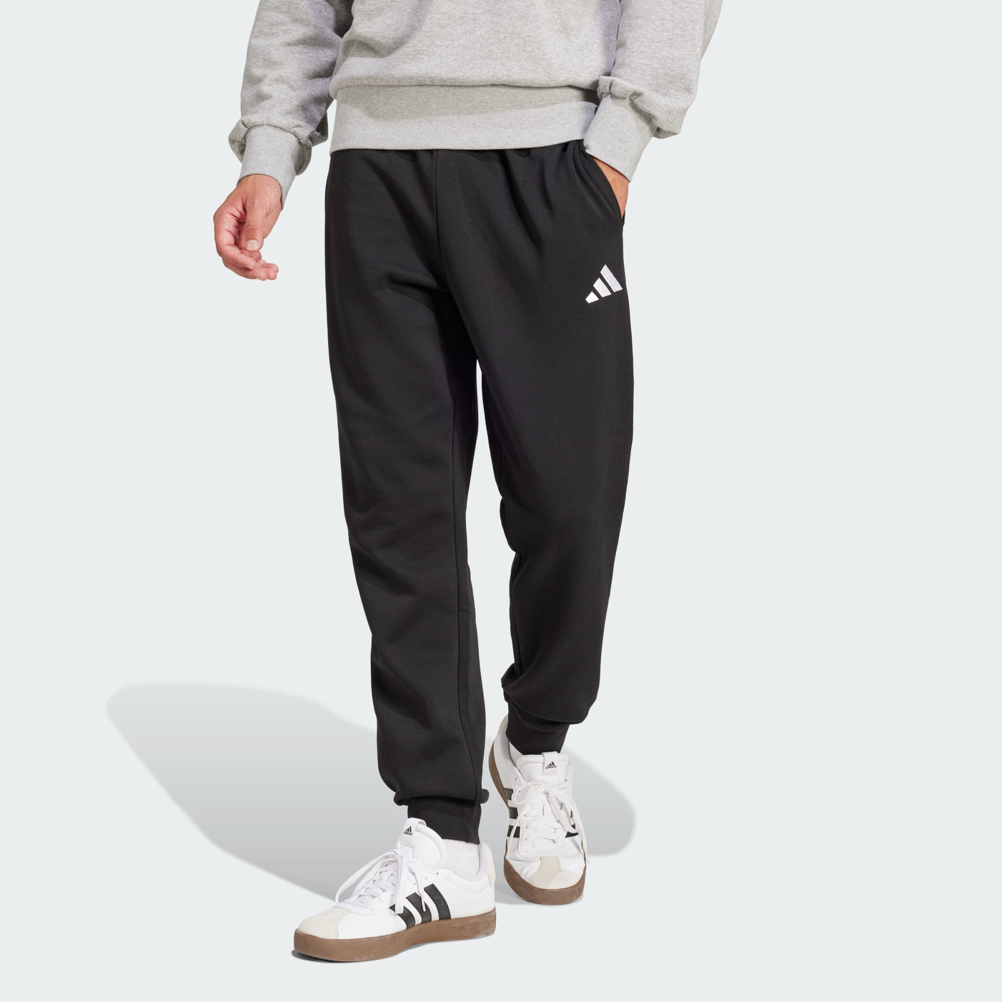 Adidas Men's Essentials FeelCozy Fleece Sweatpants - Black | Comfortable & Warm Casual Pants for Lounge, Workout & Everyday Wear