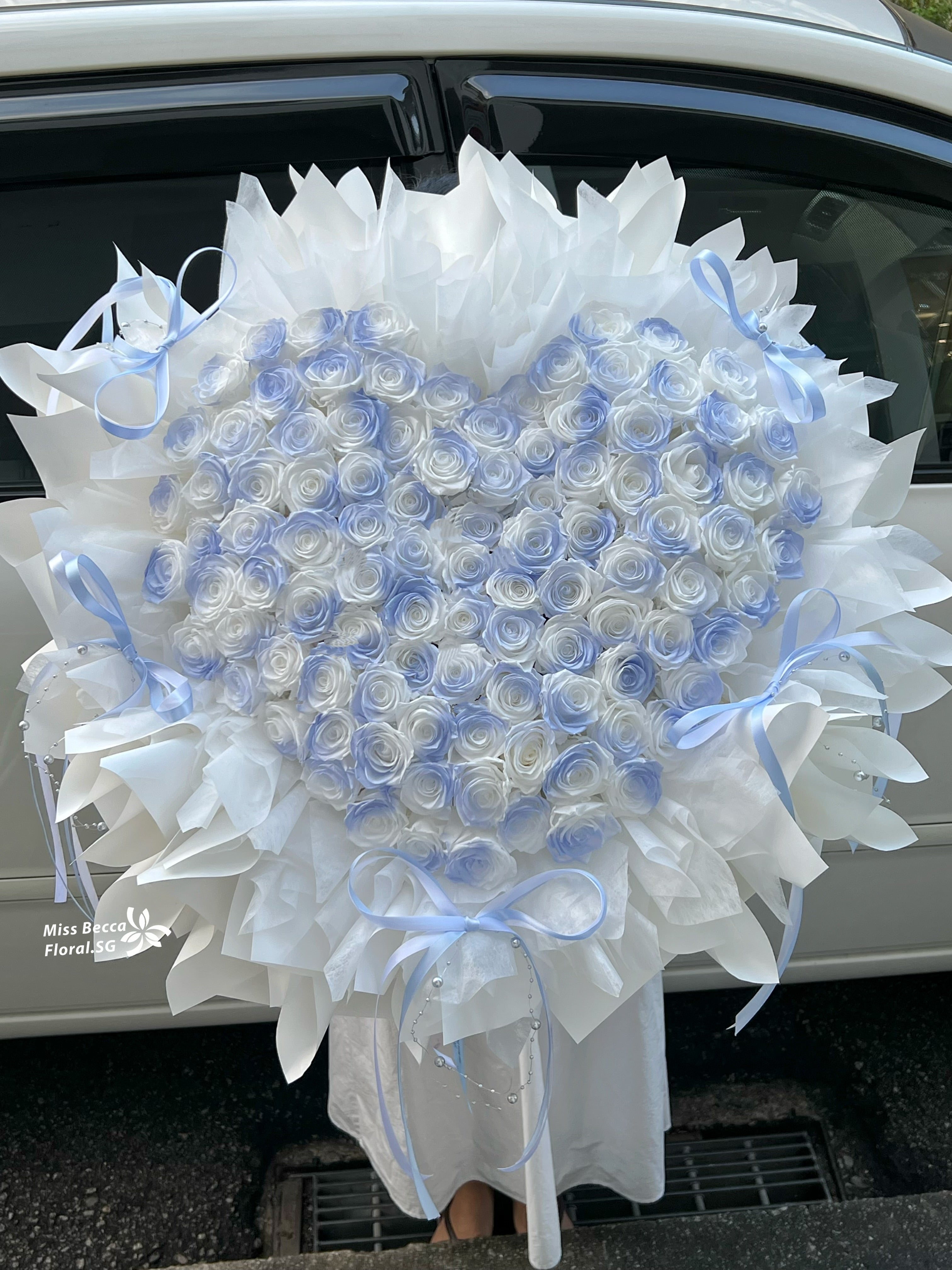 99 Ice Blue Preserved Roses - Long Lasting Eternal Flowers for Wedding, Anniversary, Valentine's Day & Home Decor