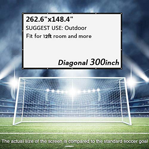 NIERBO 300 Inch Large Projector Screen - Thick 16:9 Canvas Material for Movies, Home Theater, Church & School Use - Indoor/Outdoor Projection Screen with 1.6 Gain (Mount Not Included) - Perfect for Backyard Movie Nights, Classroom Presentations & Home Entertainment