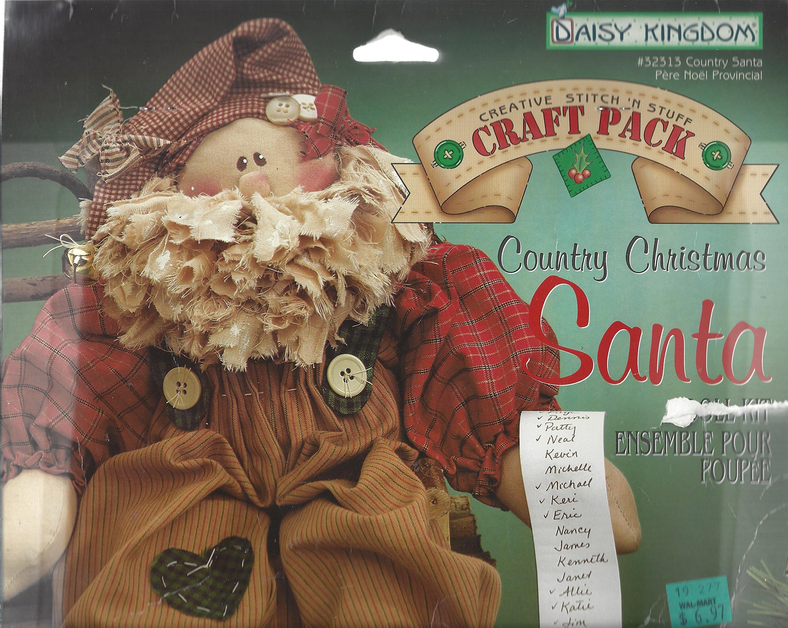 Daisy Kingdom Creative Stitch 'N Stuff Country Christmas Santa Plush Doll #32313 - Perfect Holiday Gift for Kids & Christmas Decorations
