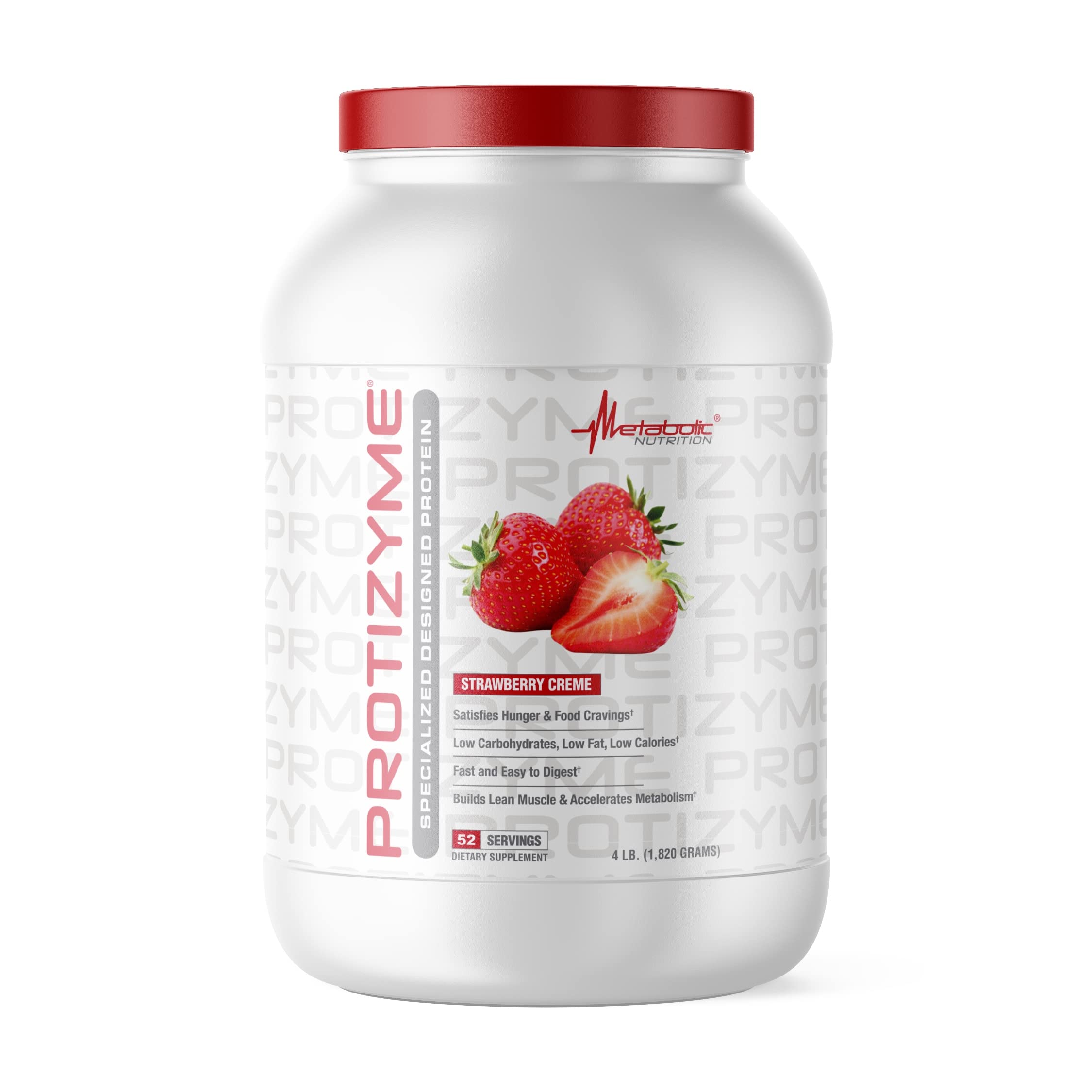 Metabolic Nutrition Protizyme 100% Whey Protein Powder - High Protein, Low Carb & Fat with Digestive Enzymes - 24 Vitamins & Minerals - 4lb (52 Servings) for Muscle Recovery & Post-Workout Nutrition