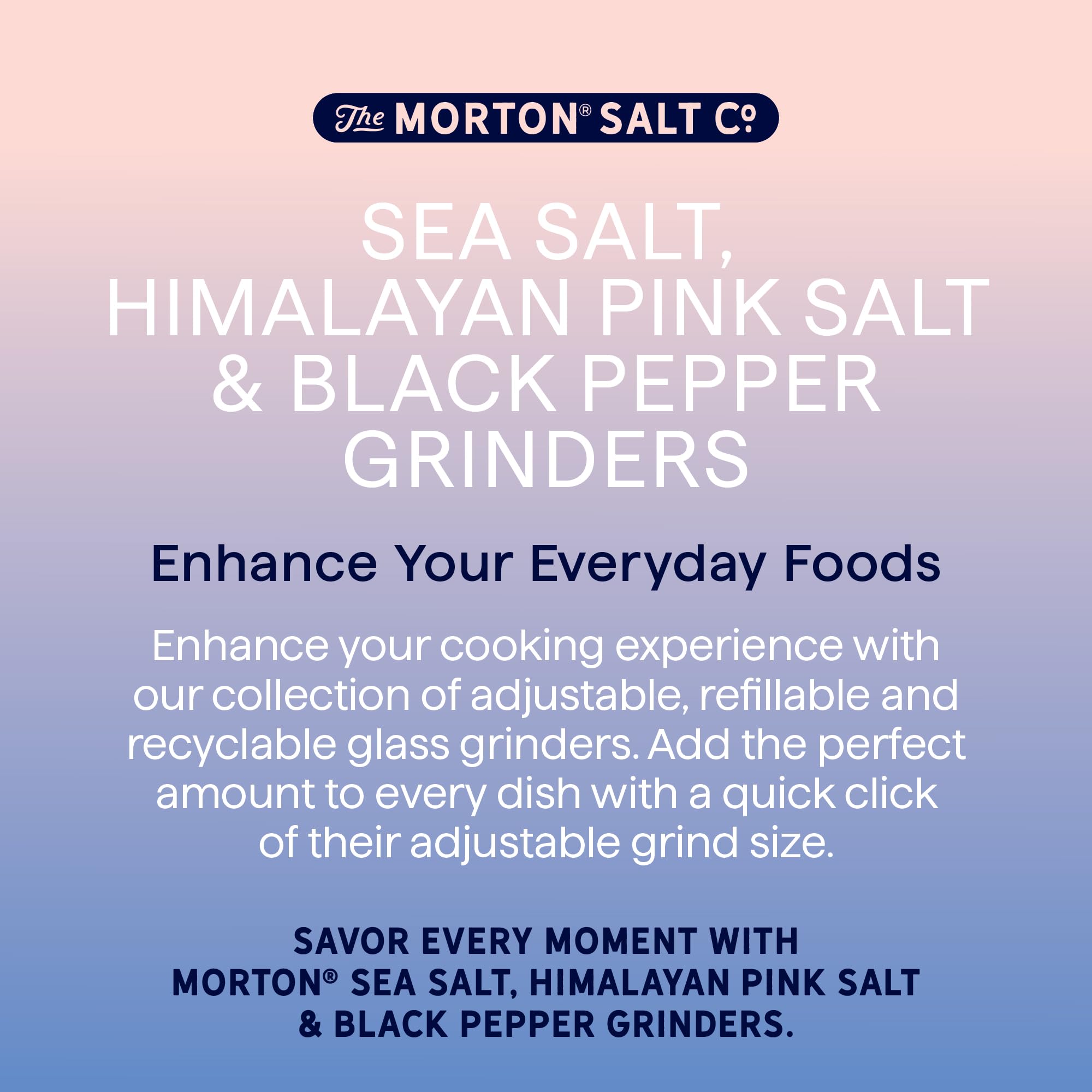 Premium Himalayan Pink Salt, Sea Salt & Black Peppercorn Grinder Set - 3-Pack Adjustable & Refillable Spice Mills (2.5oz Pink Salt, 2.5oz Sea Salt, 1.2oz Peppercorns) - Perfect for Cooking, Seasoning, Steak, Salad & Gourmet Dishes