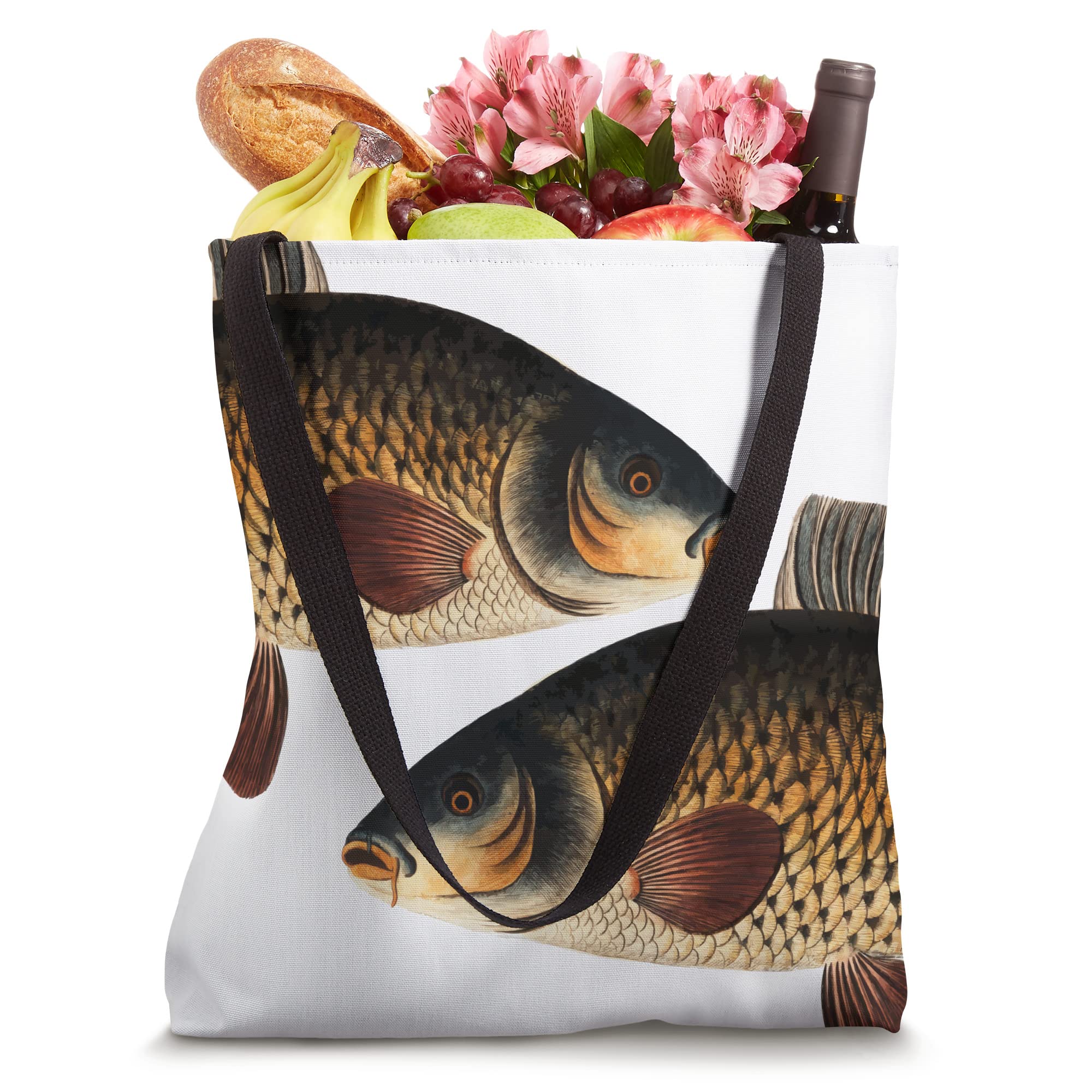 Stylish Carp Fish Printed Tote Bag - Durable & Eco-Friendly Cotton Shopping Bag for Groceries, Beach, and Daily Use