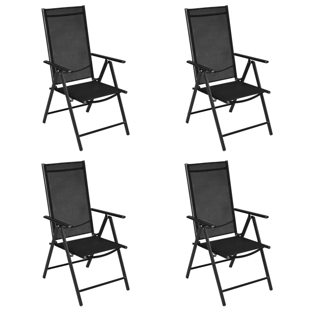 4-Pack Folding Patio Chairs - Lightweight Aluminum Frame & Durable Textilene Fabric in Black - Perfect for Outdoor, Poolside, Garden, and Backyard Relaxation
