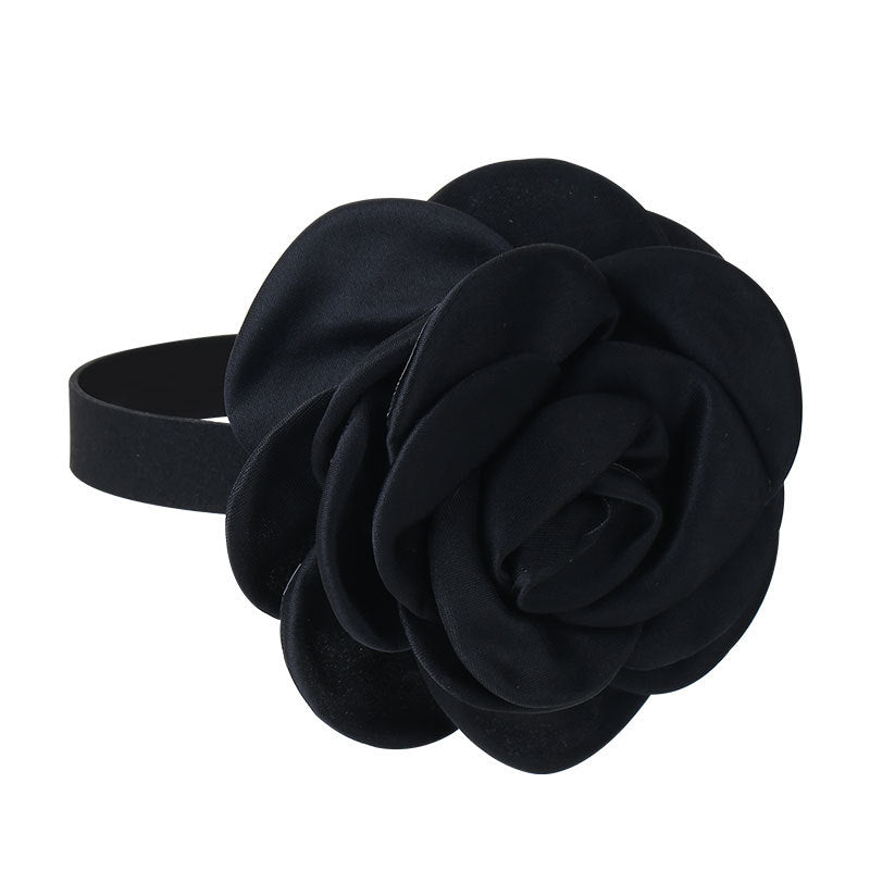 Rose Phantom Flower Suede Choker Necklace | Gothic Victorian Costume Jewelry | Perfect for Halloween, Cosplay & Vintage Fashion Outfits