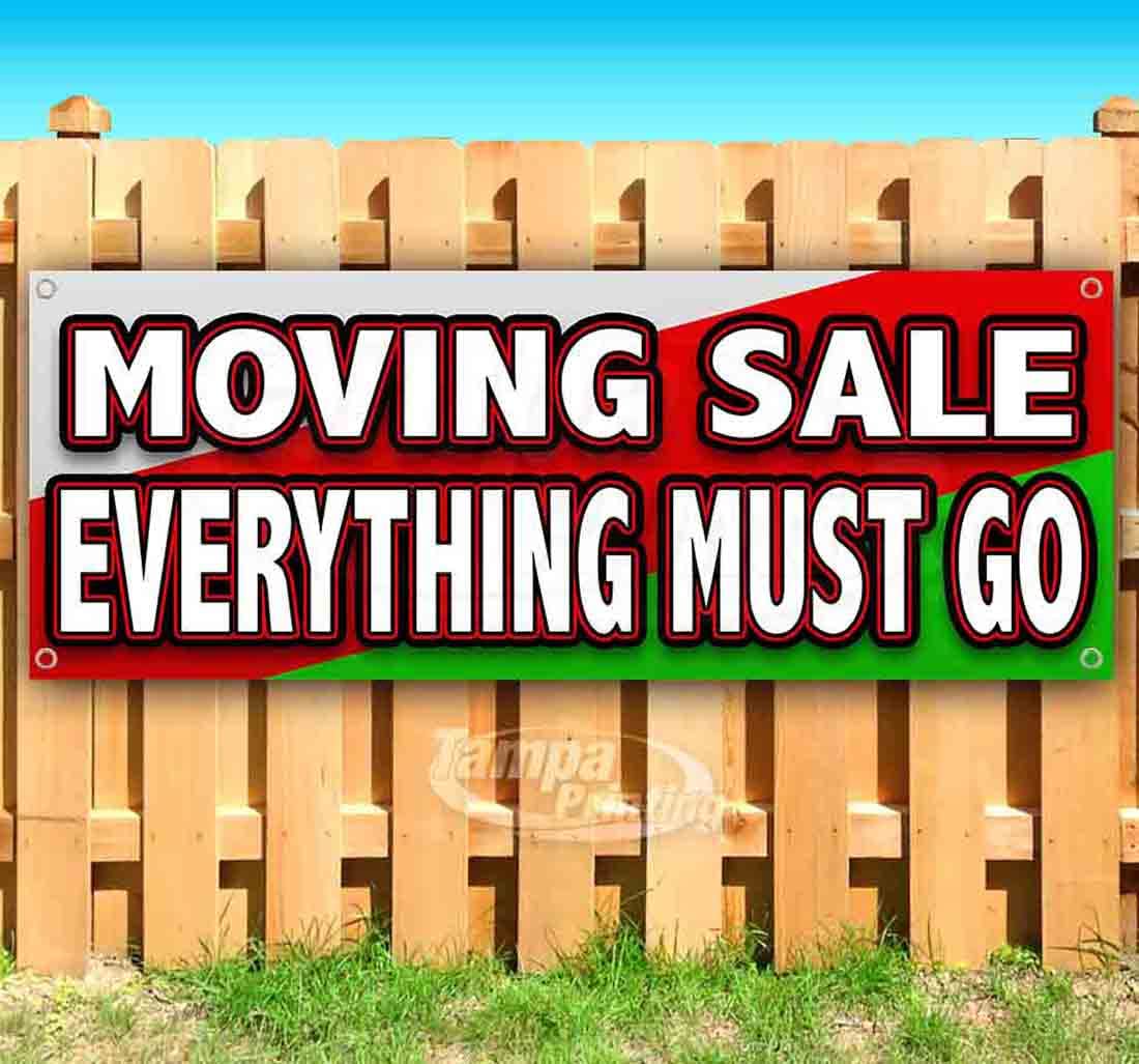 13 oz Heavy-Duty Vinyl Moving Sale Banner - Non-Fabric, Single-Sided with Metal Grommets | Perfect for Yard Sales, Store Closings & Moving Announcements