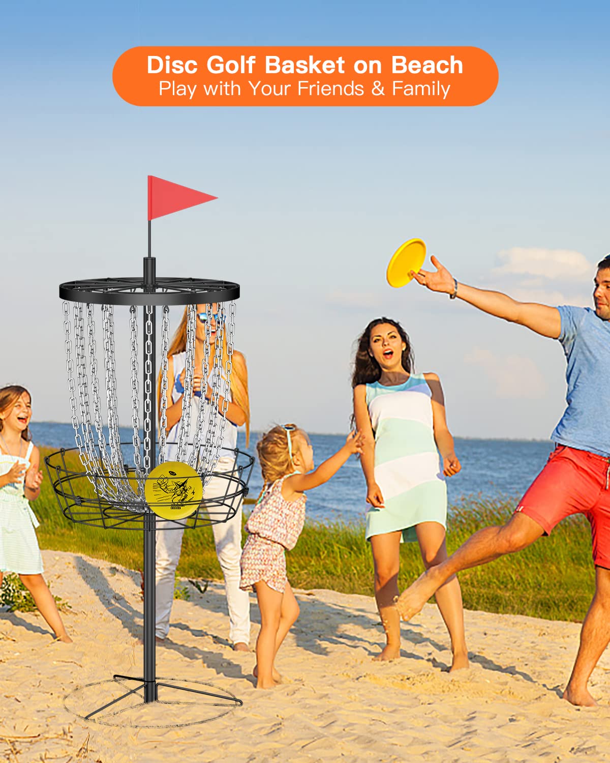Professional NQV 24-Chain Portable Disc Golf Basket with Carry Bag - Indoor & Outdoor Disc Golf Target, Cage, Goal for Practice & Games | Perfect for Backyard, Park, and Tournament Play