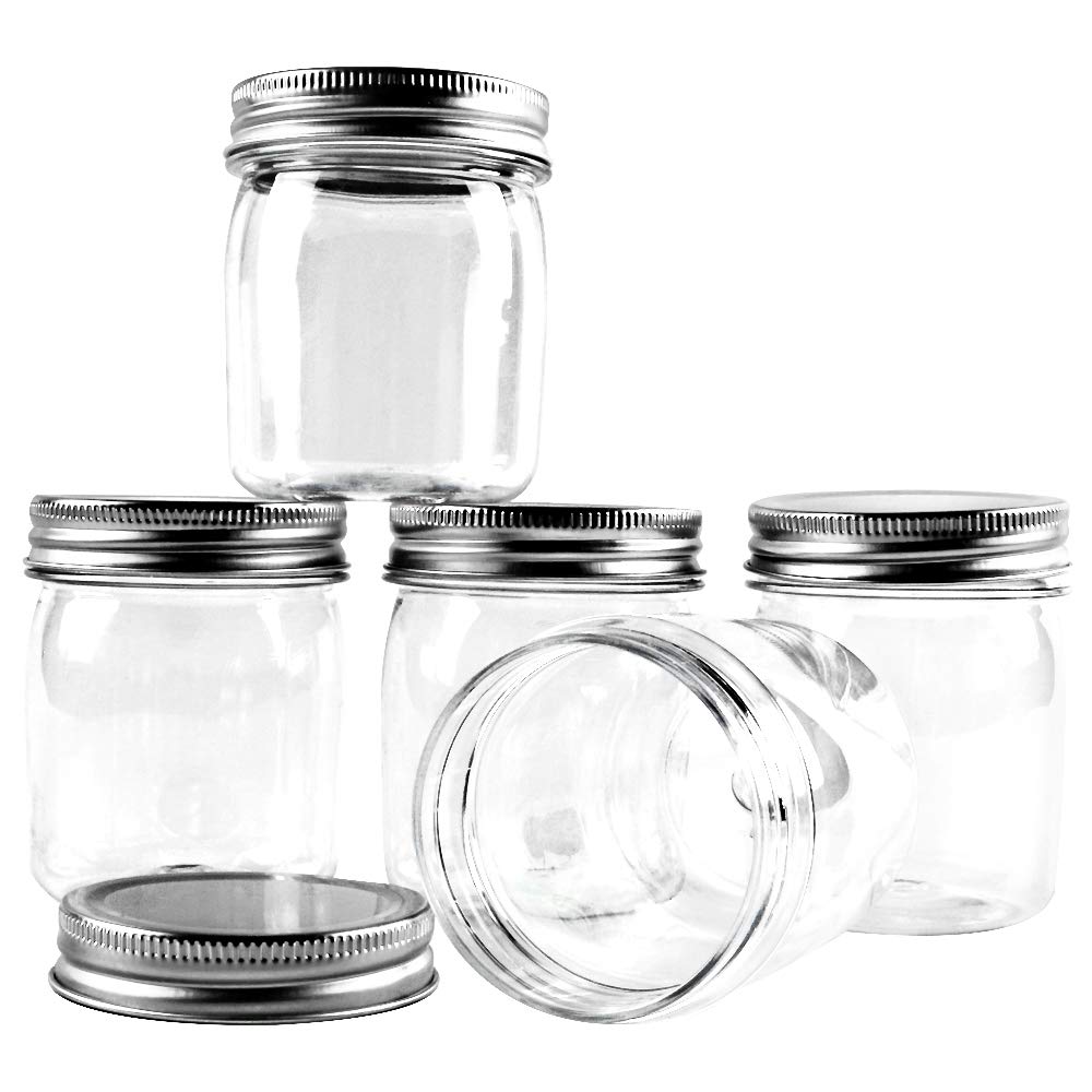 Novelinks 8oz Clear Plastic Jars with Screw-On Lids - 32 Pack BPA-Free Refillable Round Containers for Slime, Crafts, Kitchen & Household Storage - Perfect for DIY Projects, Organizing Spices, and Beauty Products