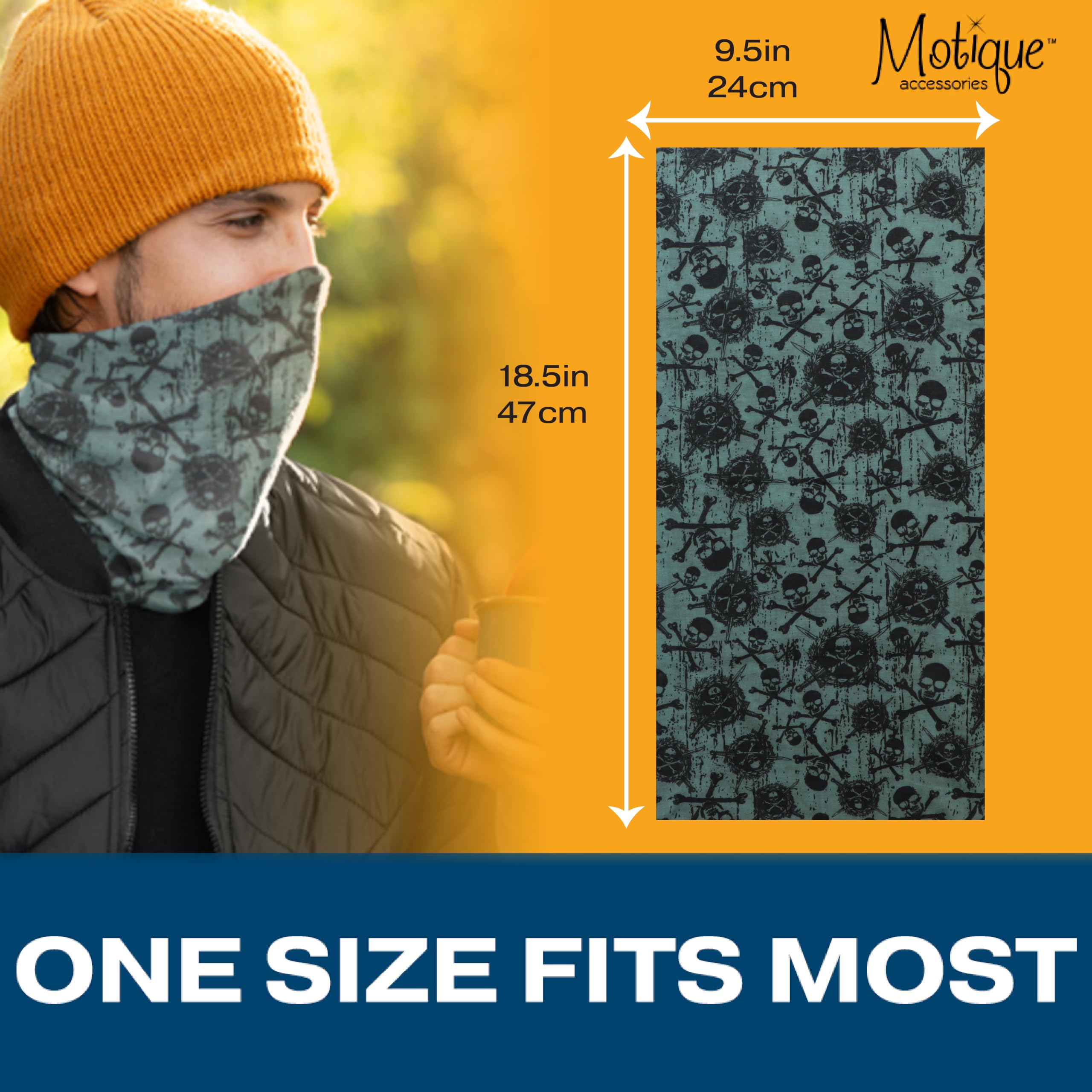 Skull Neck Gaiter Face Mask Bandana - Breathable Neck Gators Face Coverings for Men & Women - Perfect for Outdoor Sports, Cycling, Running & Hiking