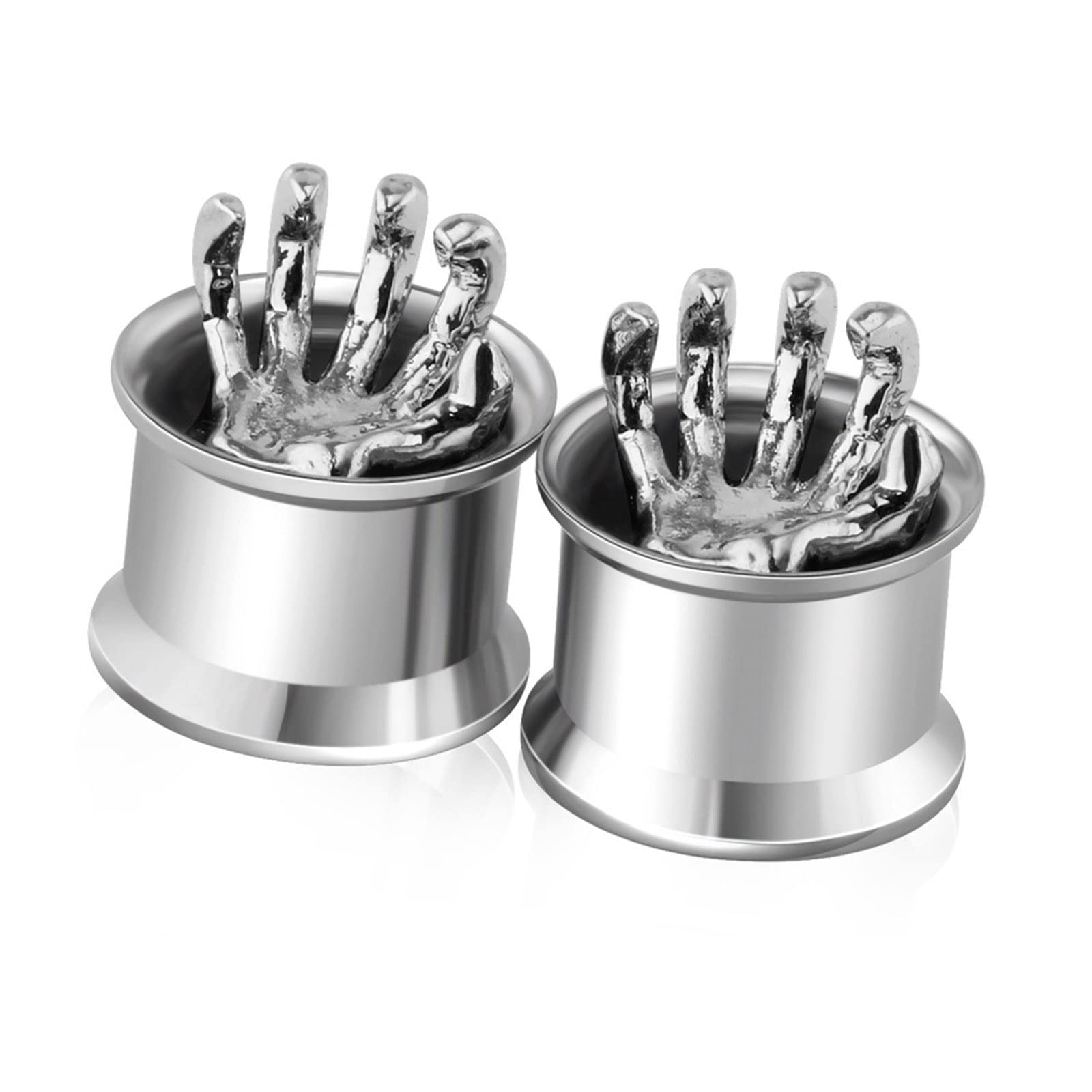 Qmcandy 1 Pair Skull Ear Tunnels for Women - Skeleton Ear Plugs & Expander Gauges (2g-3/4 inch) - Gothic Punk Jewelry for Concerts, Parties & Alternative Fashion