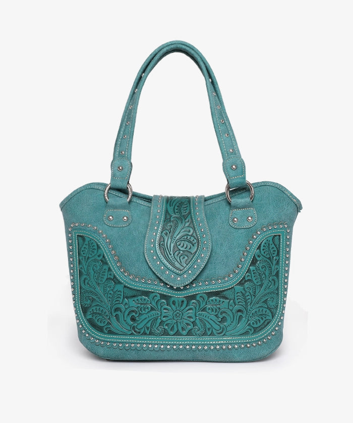 Montana West Studded Leather Concealed Carry Handbag for Women - Stylish CCW Purse with Hidden Gun Pocket - Perfect for Everyday Use, Travel & Self-Defense