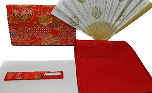 Urasenke Tea Ceremony Starter Set - 5 Piece Traditional Japanese Tea Utensils with Red Fukusa & Kaishi for Beginners | Perfect for Home Tea Rituals, Cultural Learning & Zen Meditation