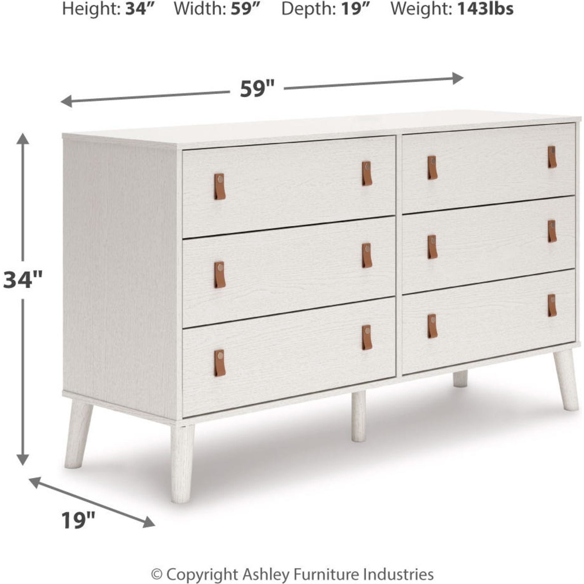 Aprilyn White Dresser - Modern 6-Drawer Chest for Bedroom & Nursery Storage | Stylish & Functional Furniture for Home Organization