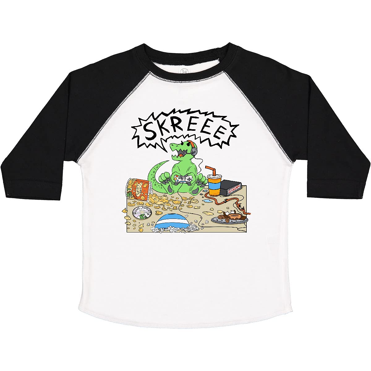 Inktastic Gaming Dinosaur Toddler T-Shirt - Cute Dino Graphic Tee for Boys & Girls - Soft Cotton Kids Shirt for Casual Wear, Playdates & Gaming Events