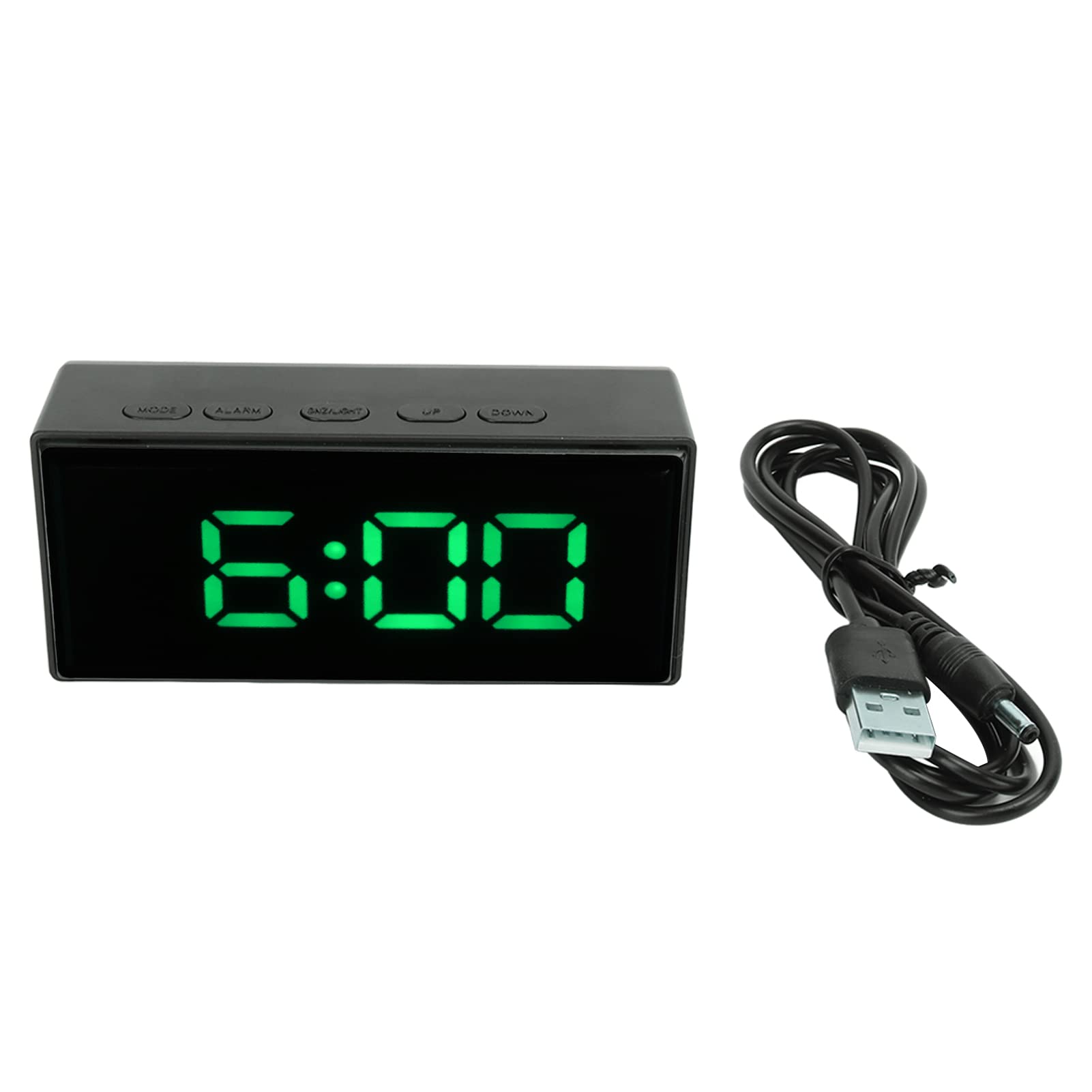 Zerodis Smart Digital Alarm Clock with Wireless Charging, Rechargeable Battery, Dual Alarm, Snooze & Light Sensor - LED Display Bedroom Clock (Green) - Perfect for Nightstands, Home Office & Travel