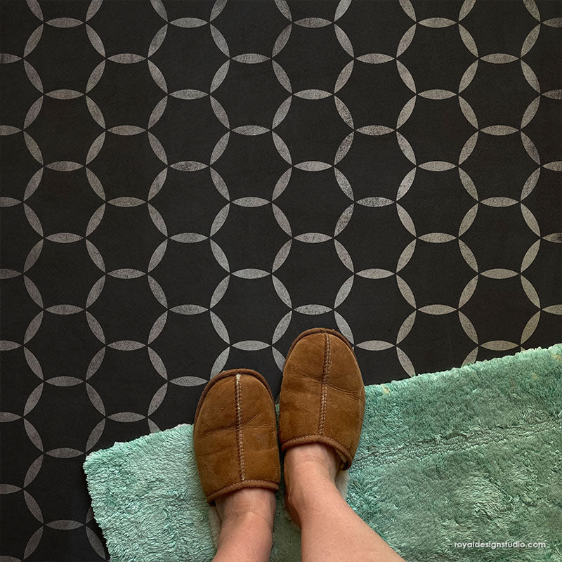 Allover Tile Stencil for DIY Home Decor - Reusable Circle Pattern Stencil for Floor, Wall, and Furniture Painting Projects