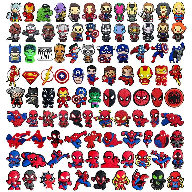 Disney Marvel Superhero PVC Shoe Charms - Cute Cartoon DIY Sandals Accessories for Clogs Decorations, Kids Gifts for Boys | Perfect for DIY Sandals, Crocs, and Back-to-School Crafts
