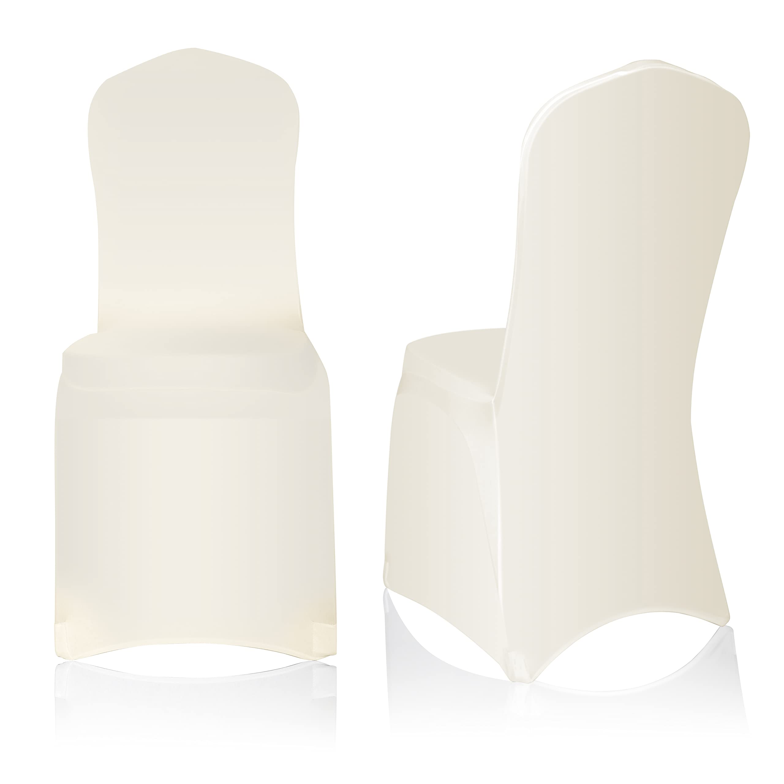 50-Pack Ivory Spandex Chair Covers - Washable Stretch Slipcovers for Dining Chairs, Banquet & Wedding Decor | Perfect for Party, Home & Event Decorations