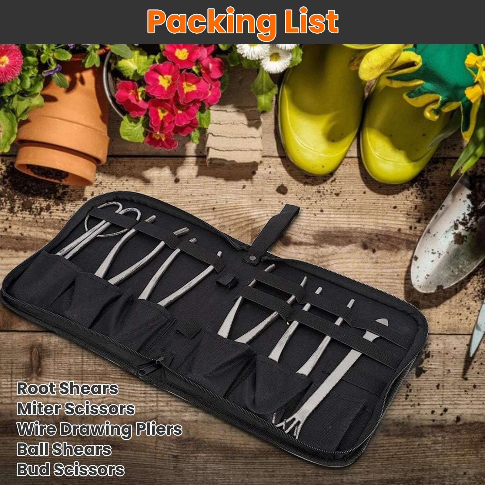 6-Piece Bonsai Tools Set - Stainless Steel Gardening Kit with Storage Bag for Trimming, Pruning & Soil Loosening - Perfect for Bonsai, Succulents & Fruit Trees - Indoor/Outdoor Plant Care Essential