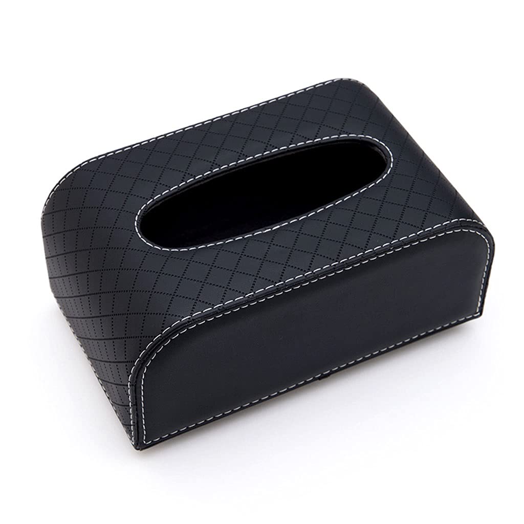 Premium Leather Car Tissue Box Cover - Universal Dashboard & Seat Organizer for Cars, SUVs & Trucks - Multi-Use Auto Tissue Holder (Black) - Perfect for Road Trips, Commuting & Family Travel