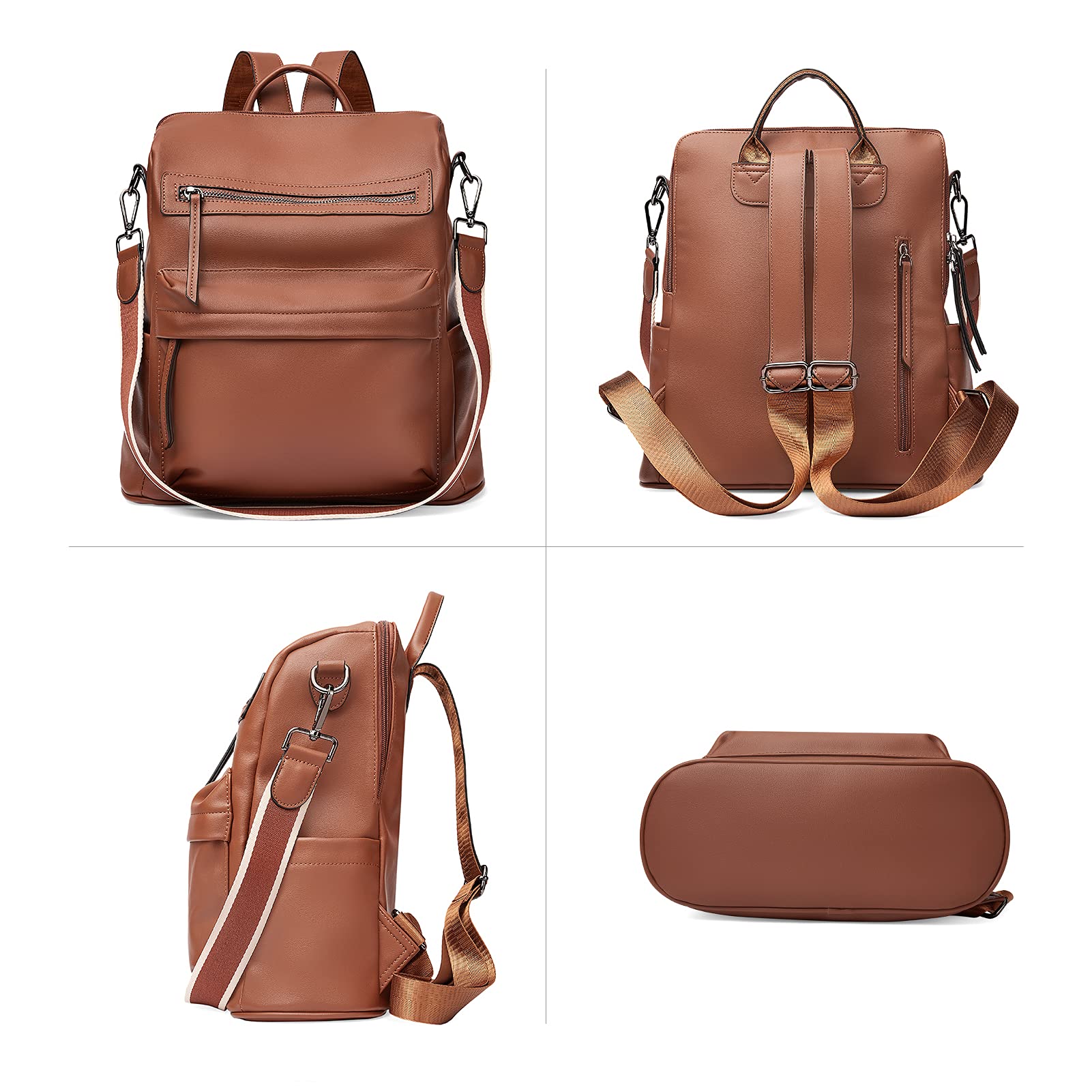 Stylish BROMEN Leather Backpack Purse for Women - Large Designer Shoulder Bag for Travel, Work & Daily Use | Durable & Fashionable Handbag for Commuting, Shopping & Outings